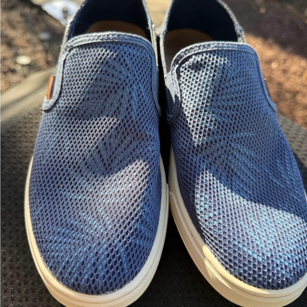 Olukai Pehuea Women's Blue Palm Mesh Slip On Sneakers Size 8 - Picture 9 of 13